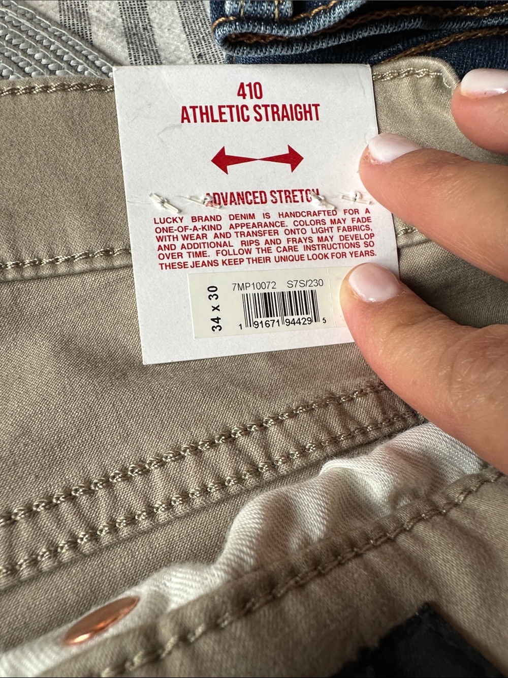 Lucky Brand Taupe Athletic Straight Jeans size 34x30